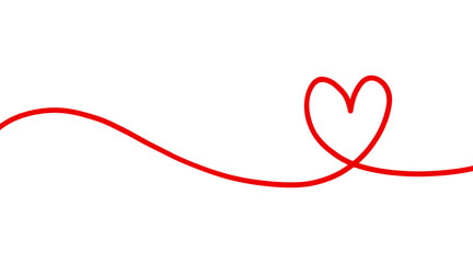 Motion line drawn for Valentine's Day. Solid or continuous line. Tangled hearts are drawn with thin material. Isolated on a white background. Greeting illustration for Valentine's Day.