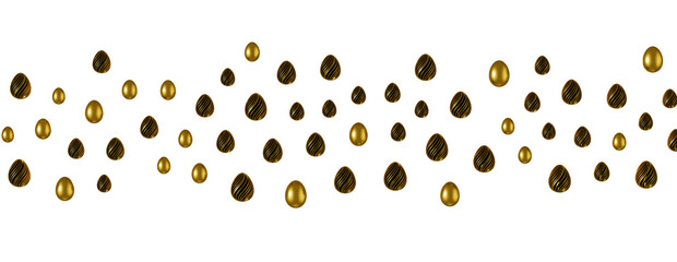Easter eggs collection. White and gold 3d elegant design elements.