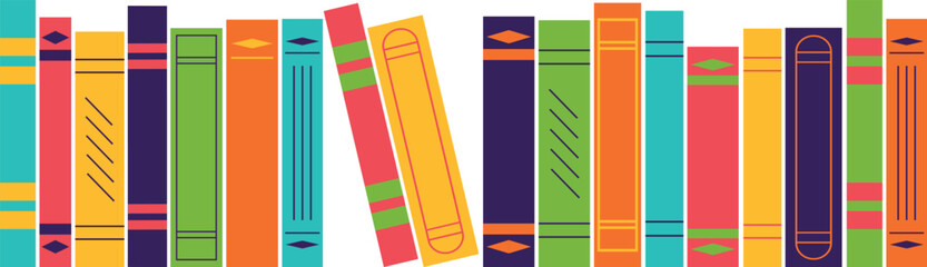 Book spines on a transparent background. Vector design element, EPS 10.