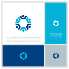 Fototapeta premium Global Community Logo Icon Elements Template. Community human Logo template vector. Community health care. Abstract Community logo. 