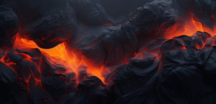 Experience the fiery allure of abstract lava rocks--orange and obsidian black hues in gradient blurred wallpapers. 