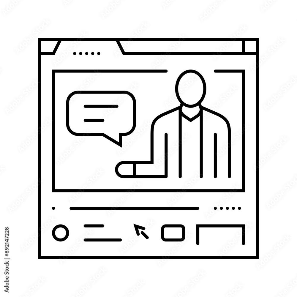 Poster video lectures online learning platform line icon vector. video lectures online learning platform si