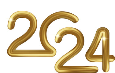 2024 New Year gold numbers for greeting cards