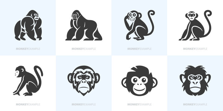 Moderne minimalistische Affen | Vektorgrafik-B&uuml;ndel f&uuml;r Firmenlogos und Brand Identity