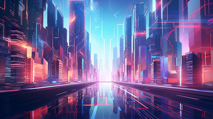 3D abstract cityscapes futuristic and technologically advanced urban environment
