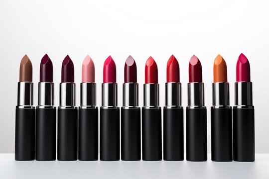 Colorful lipstick on white background