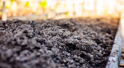 Soil for planting in the plot. farm. Soil.