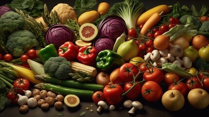 A Colorful Array of Fresh and Vibrant Vegetables on a Rustic Wooden Table - obrazy, fototapety, plakaty