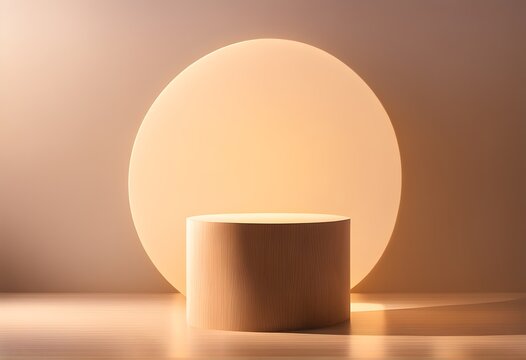 Empty stage with spotlight and brawn background. Podium, pedestal. for showing packaging and product. Platforms mockup product display presentation. Abstract composition in minimal design.