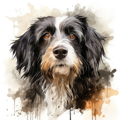 watercolor Bearded Collie clipart, Generative Ai