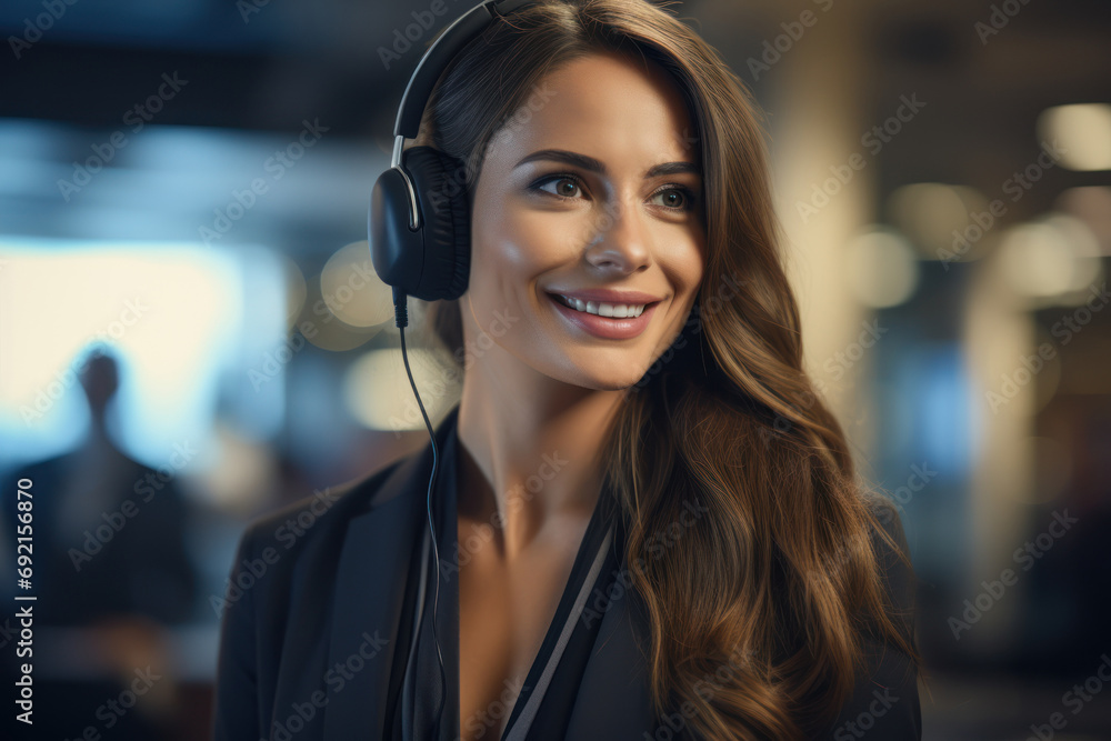 Poster a customer service representative assisting a client, highlighting the importance of effective commu