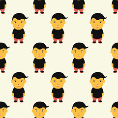 boy standing character seamles pattern on white.