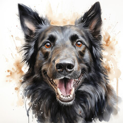 watercolor Belgian Sheepdog clipart, Generative Ai