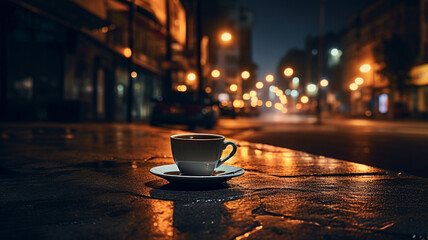 coffee cup with coffee bean on the street