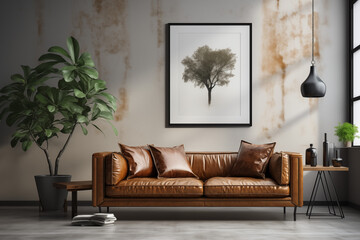 Minimalist style home interior design of modern living room. AI generate