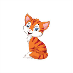 Vector cartoon funny cat isolated on white...