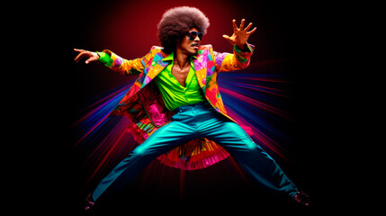 retro black afro man dancing 