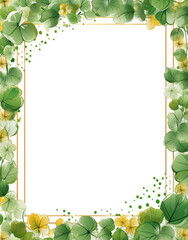 4 leaf clovers st patrick frame border with transparent background for invitation announcement celebration - obrazy, fototapety, plakaty