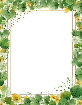 4 leaf clovers st patrick frame border with transparent background for invitation announcement celebration