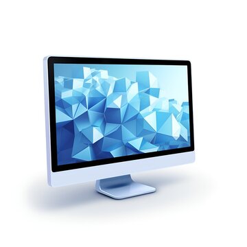 3D Computer Monitor Icon on White Background