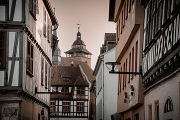 Fachwerkstadt Schmalkalden in Thüringen mit Markt und viel Fachwerk in Thüringen / Deutschland