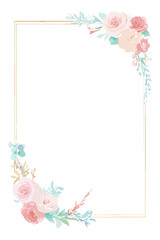 Flower Frame Watercolor. Floral Wreath Watercolor. 