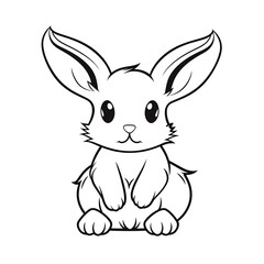 Fototapeta na wymiar Minimalistic Cute Rabbit - Full Body Line Art Vector