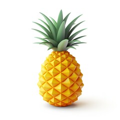 3D Pineapple Icon on White Background