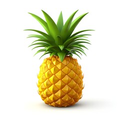 3D Pineapple Icon on White Background
