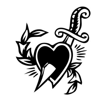 Knife in heart tattoo