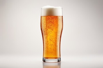 Glass of beer on white background