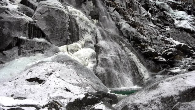 Winter landscape on the Nardis waterfalls