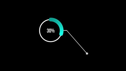 30 percent Call out Pie Chart Animation. Thirty percent Glowing Blue Chart on Black and Background. Thirty percentage chart for finance, sales, statistics Green Screen Motion Graphics.