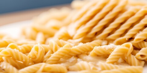 Italian pasta. Bokeh blur bacground. AI generated illustration