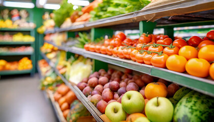 Fototapeta na wymiar fruits and vegetables in supermarket