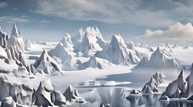 Arctic snowy mountains in ocean