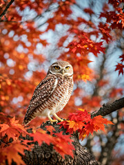 An Owl Perched on a Tree Branch