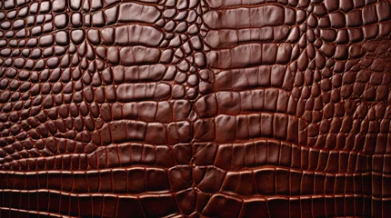 Fotobehang Brown crocodile leather texture. © Hanna