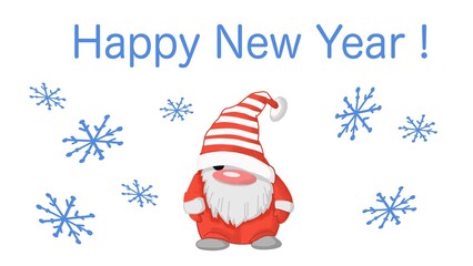 The main fairy-tale hero of the New Year, Santa Claus, is surrounded by snowflakes.