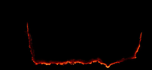 burning paper, glowing edge of paper on a black background