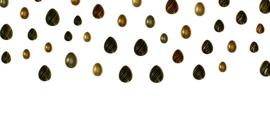 Easter horizontal border with gold eggs