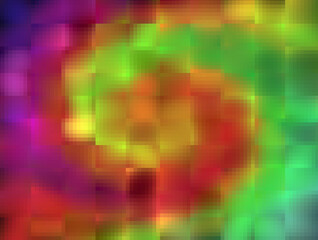 Tęczowe rozmyte tło z motywem spirali i cyfrowym efektem podświetlenia - układ kraty, piksele