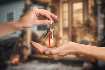 Person buying new home holding key