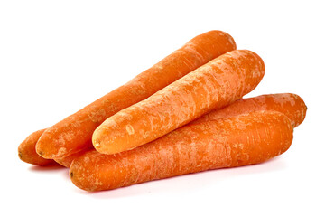 Fresh unpeeled organic carrot, isolated on white background.
