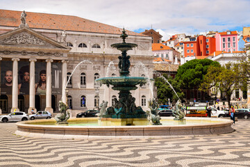 Platz Rossio in Lissabon