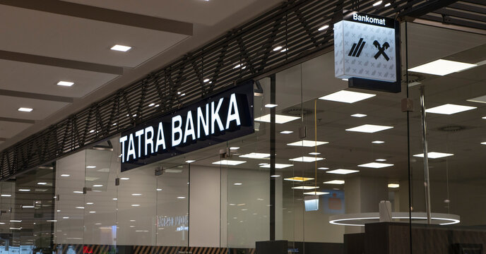 Nitra, Slovakia - December, 10, 2023 : Tatra banka (Tatra Bank) branch in the Mlyny shopping mall in Nitra. Tatra banka is a commercial bank in Slovakia.