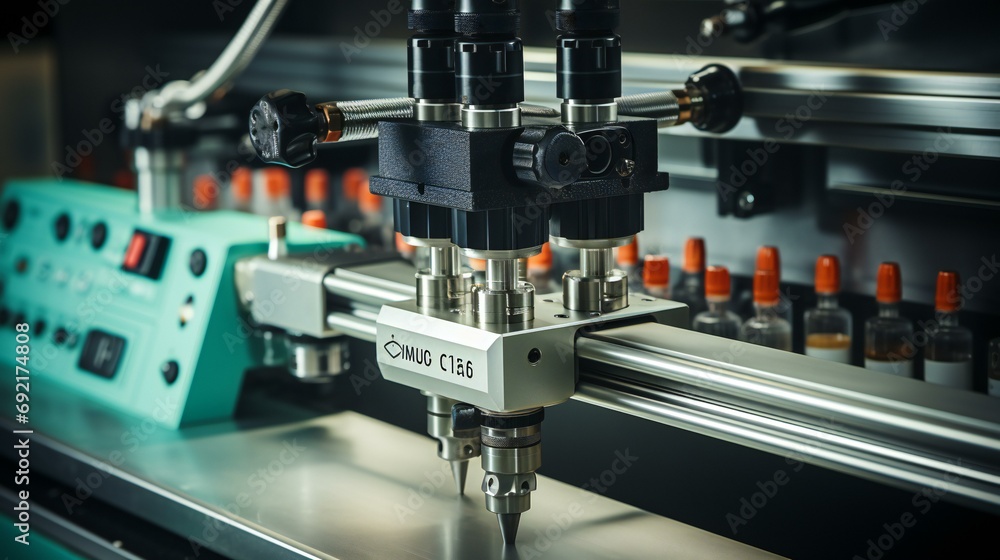 Aufkleber advanced automated bottling production line for pharmaceuticals in a modern factory setting
