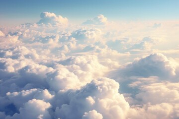 A breathtaking aerial view of fluffy white clouds
