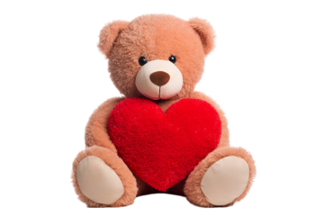 teddy bear sitting with red heart