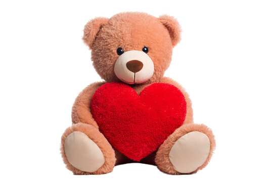 teddy bear sitting with red heart